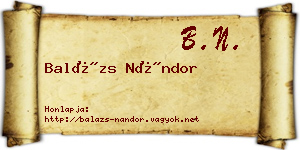Balázs Nándor névjegykártya