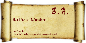 Balázs Nándor névjegykártya